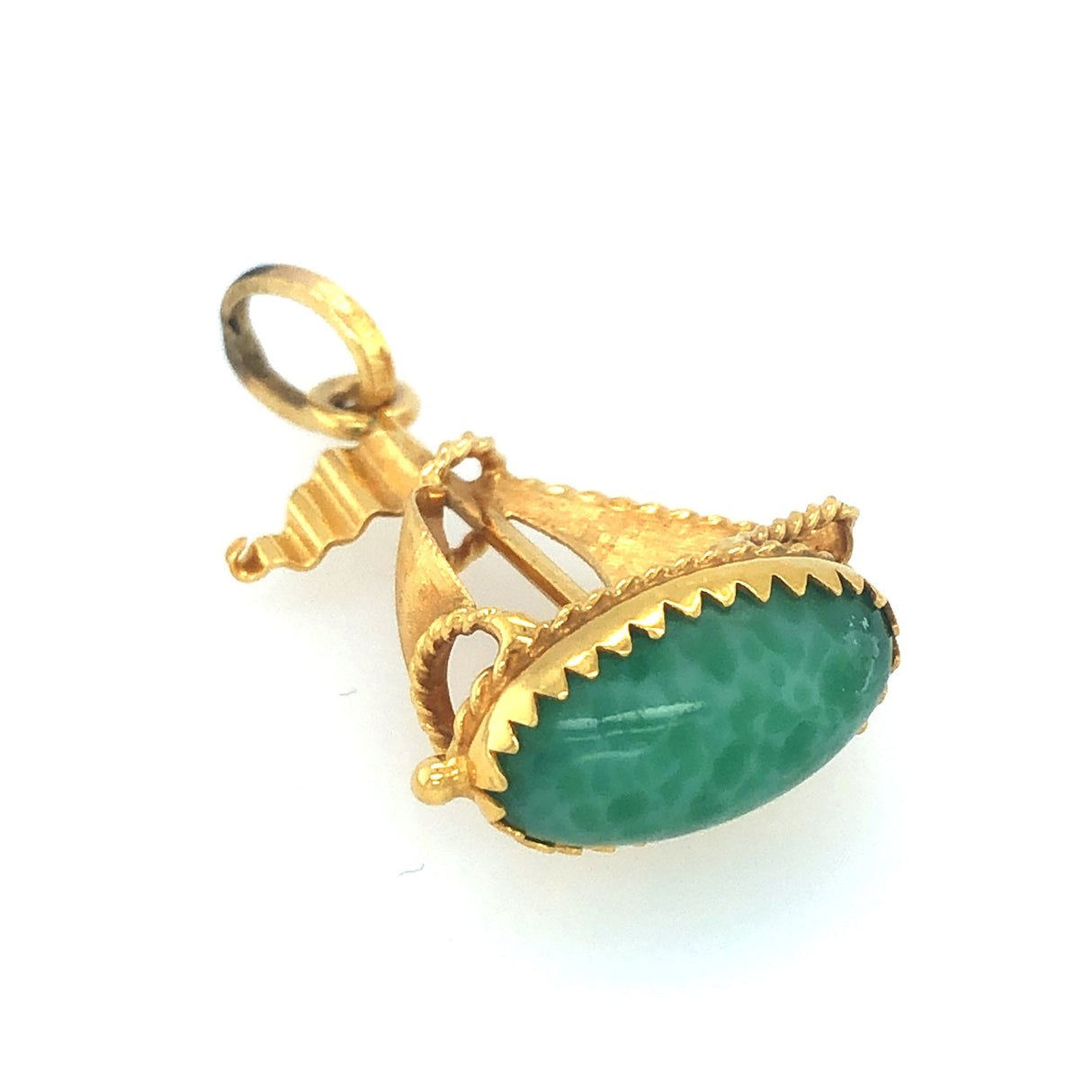 Vintage 18k Gold & Amazonite Sailing Boat Charm/Pendant The Vintage Jewellery Company