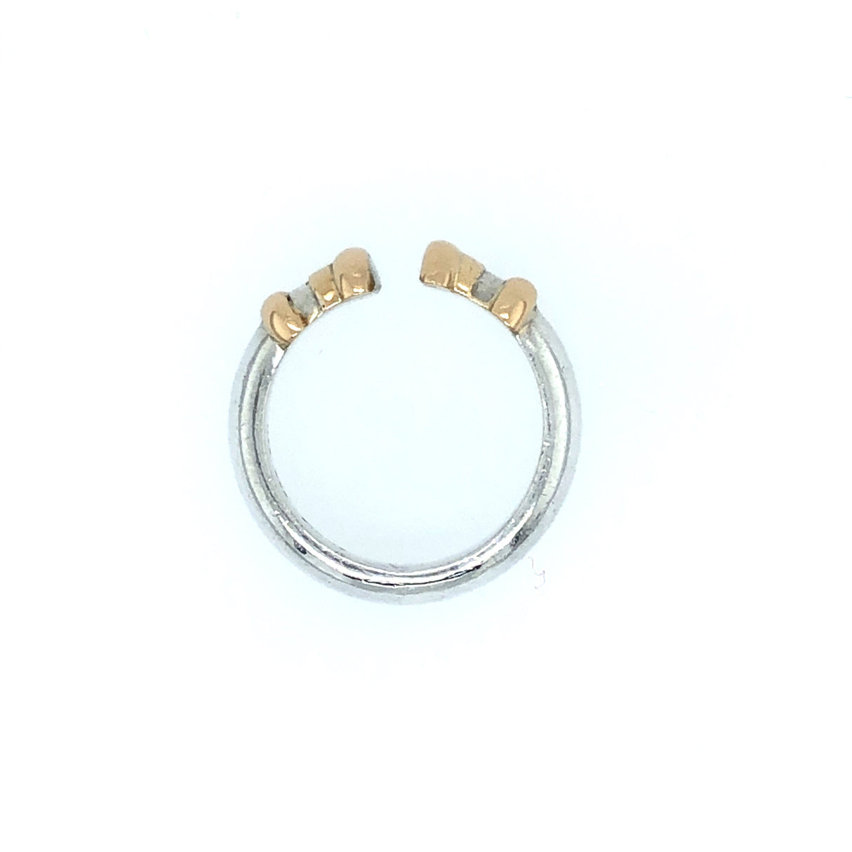 Vintage 1990s Platinum and 14k Gold Open Front Ring The Vintage Jewellery Company
