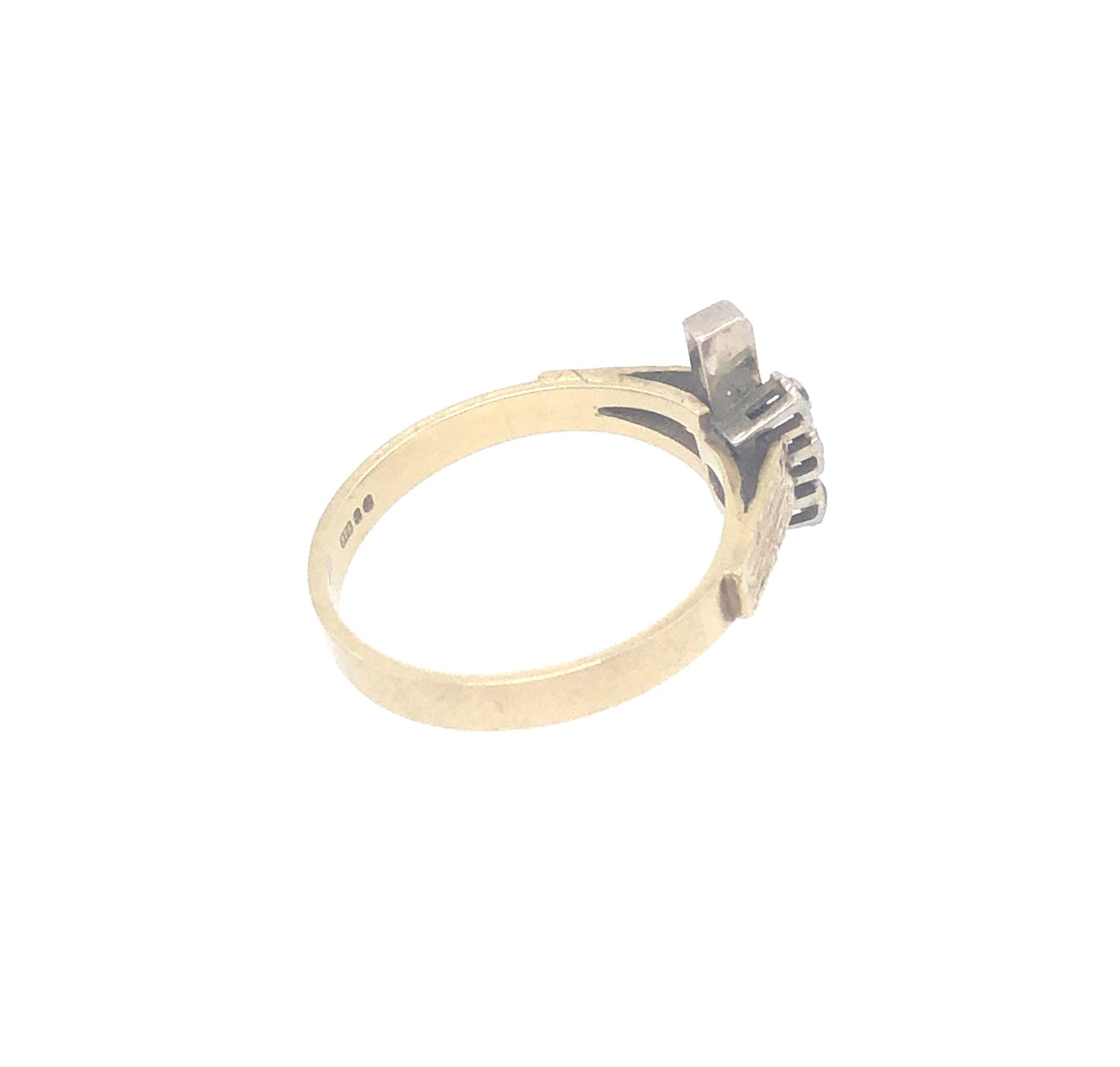Vintage 9k Gold & Diamond Abstract Ring The Vintage Jewellery Company
