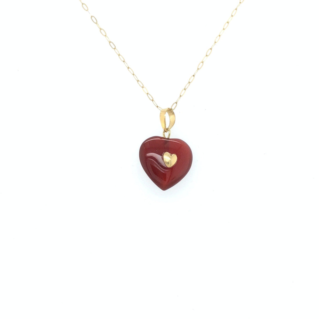 Vintage Carnelian Heart Pendant with 18k Gold Heart Detail The Vintage Jewellery Company