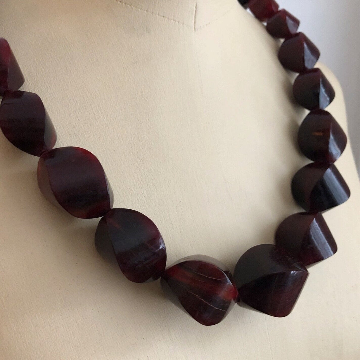 Vintage Danish Dyed Horn Multiple Bead Statement Necklace The Vintage Jewellery Company