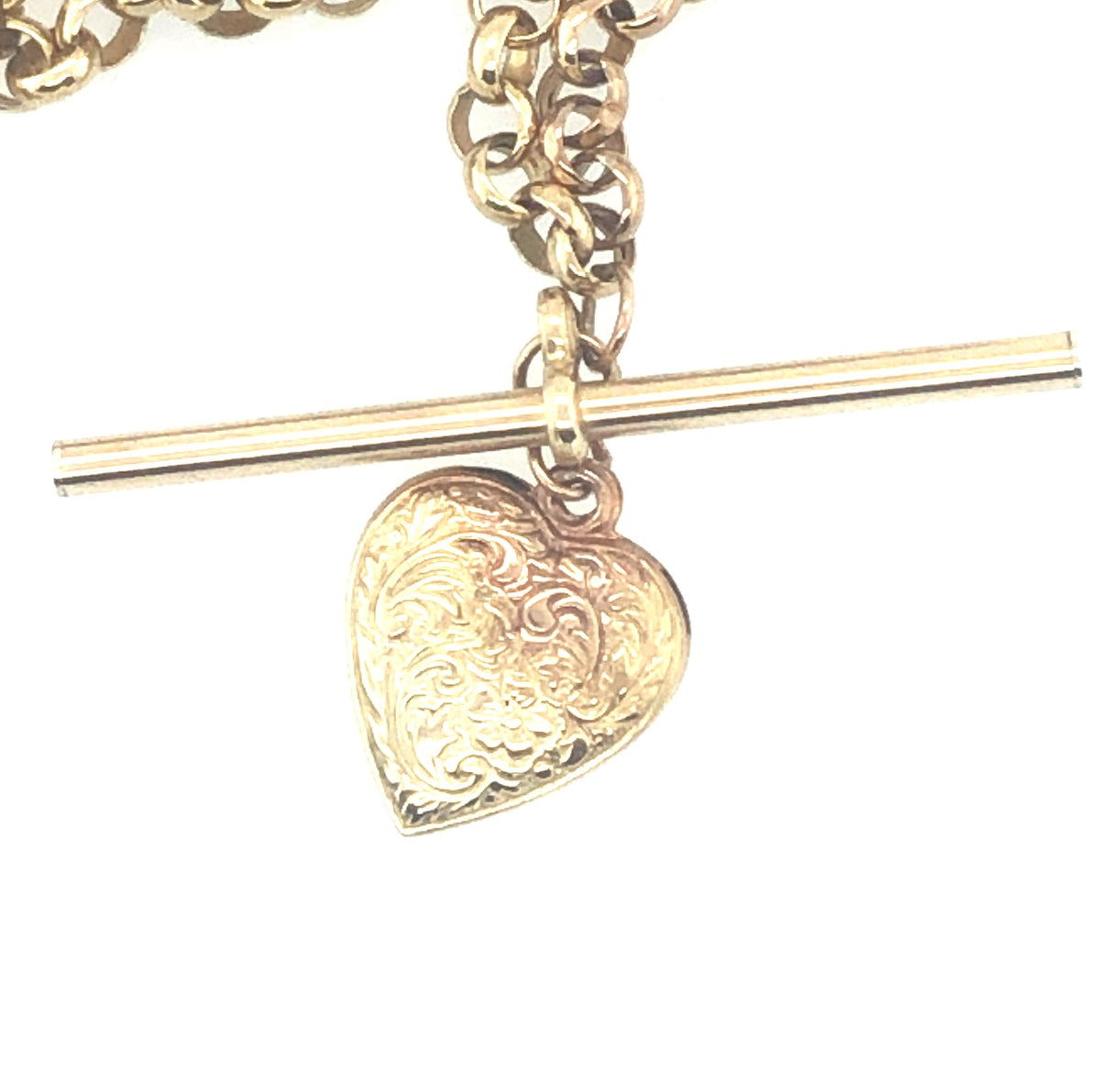 Vintage Gold Belcher Necklace with Dog Clasp, Heart and T-bar The Vintage Jewellery Company