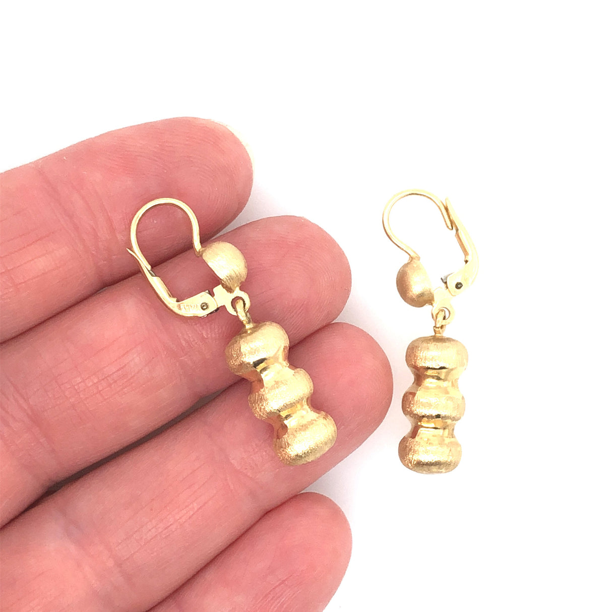 Vintage Italian 14k Gold Drop Earrings with Lever-back The Vintage Jewellery Company