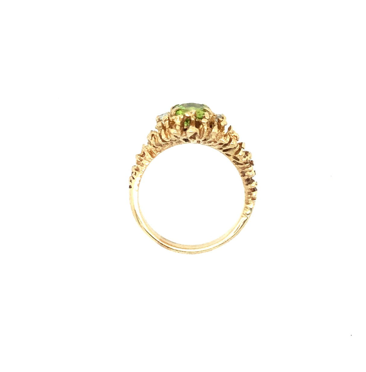 Vintage Peridot & Diamond Dress Ring In Naturalistic Gold Setting The Vintage Jewellery Company