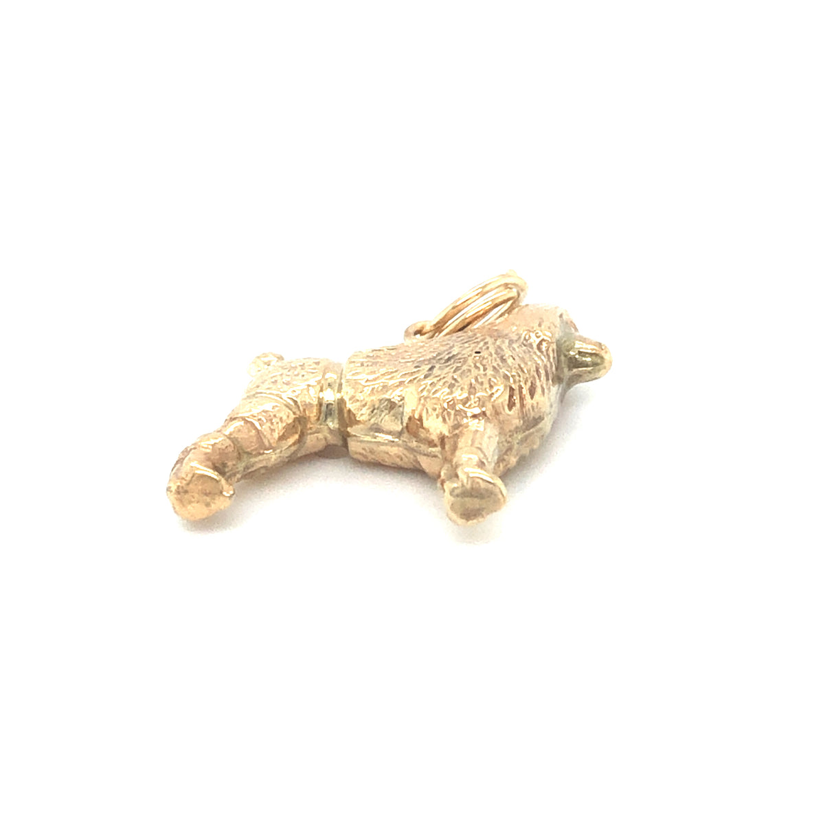 Gold vintage charm designed as a Poodle dog 1964 base view | The Vintage Jewellery Company UK