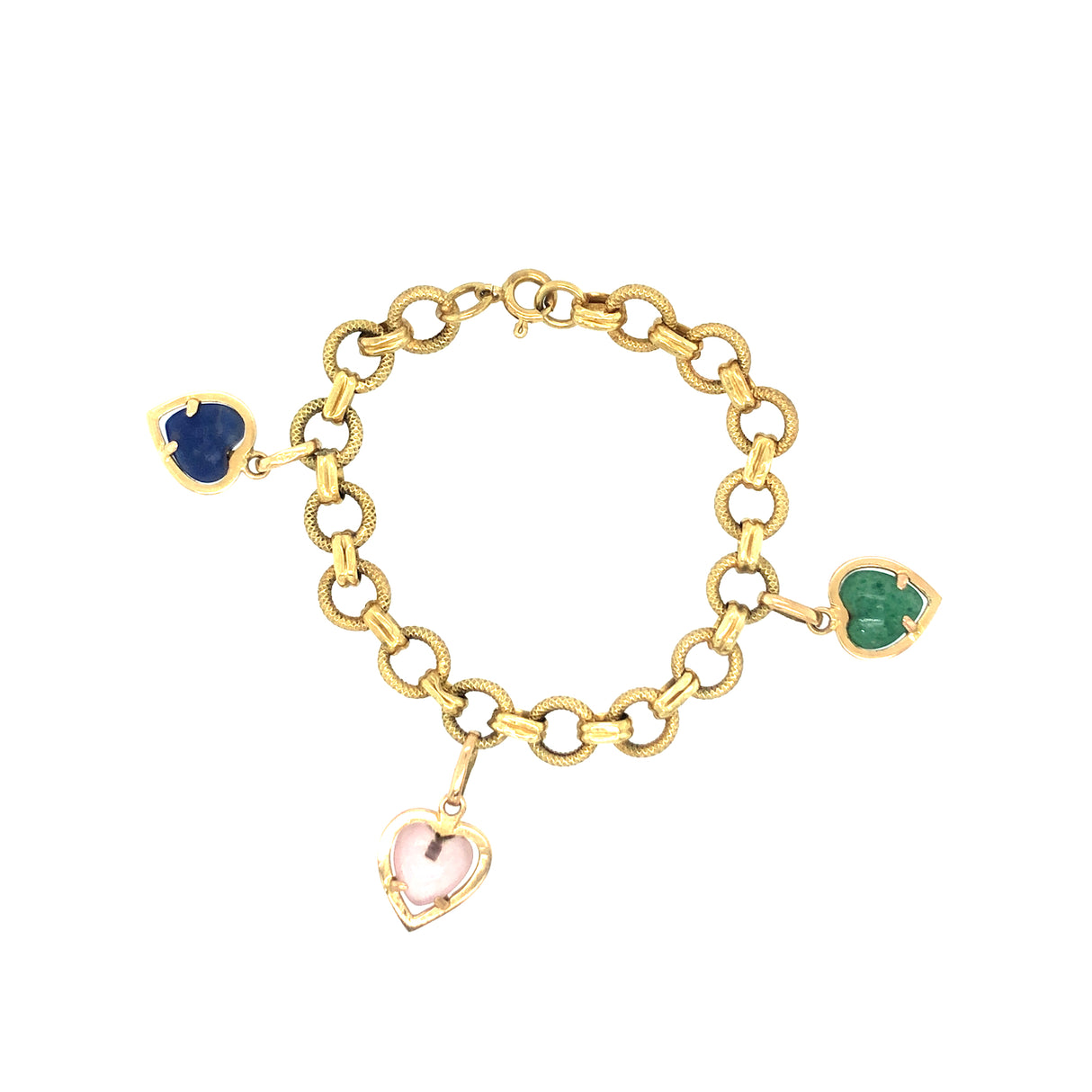 Vintage 18ct Gold Bracelet with Gemstone Hearts
