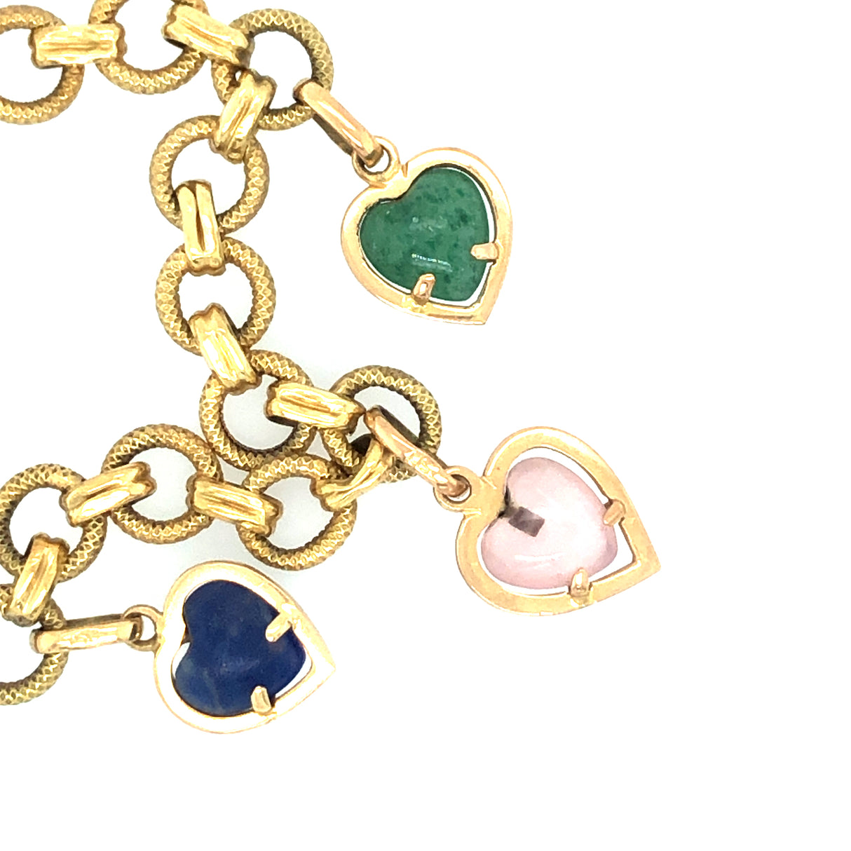 Vintage 18ct Gold Bracelet with Gemstone Hearts