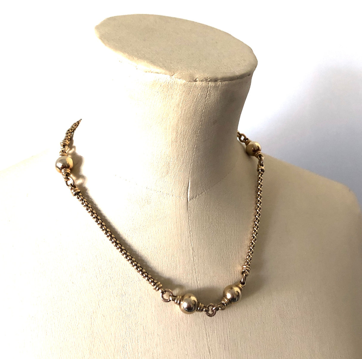 Vintage 1990s Italian Gold Ball Necklace
