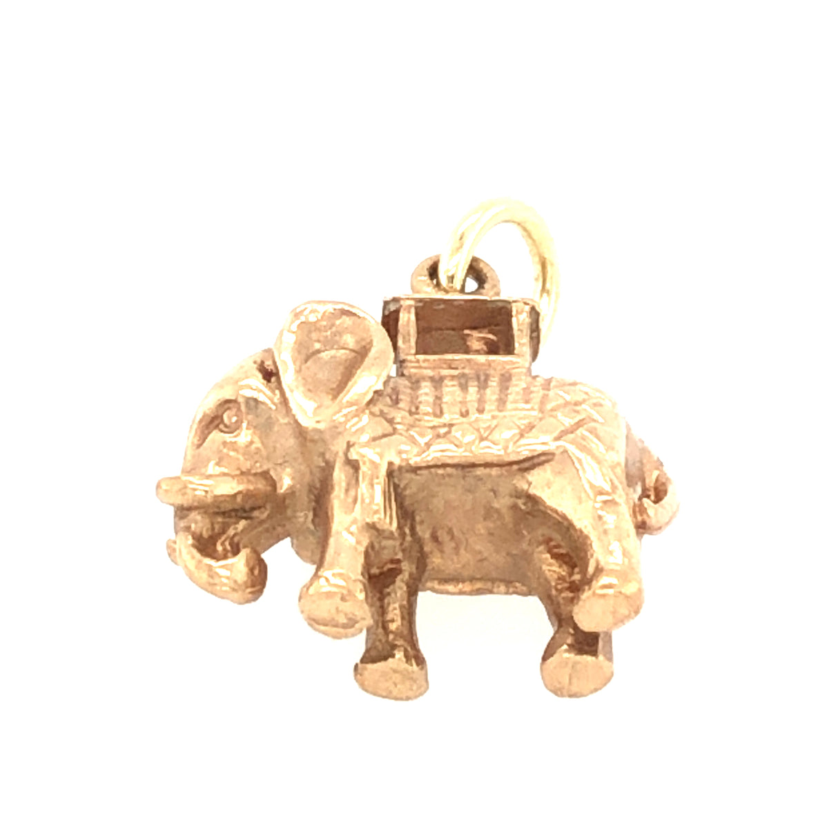 Vintage Elephant with Howdah Seat Charm in 9ct Gold