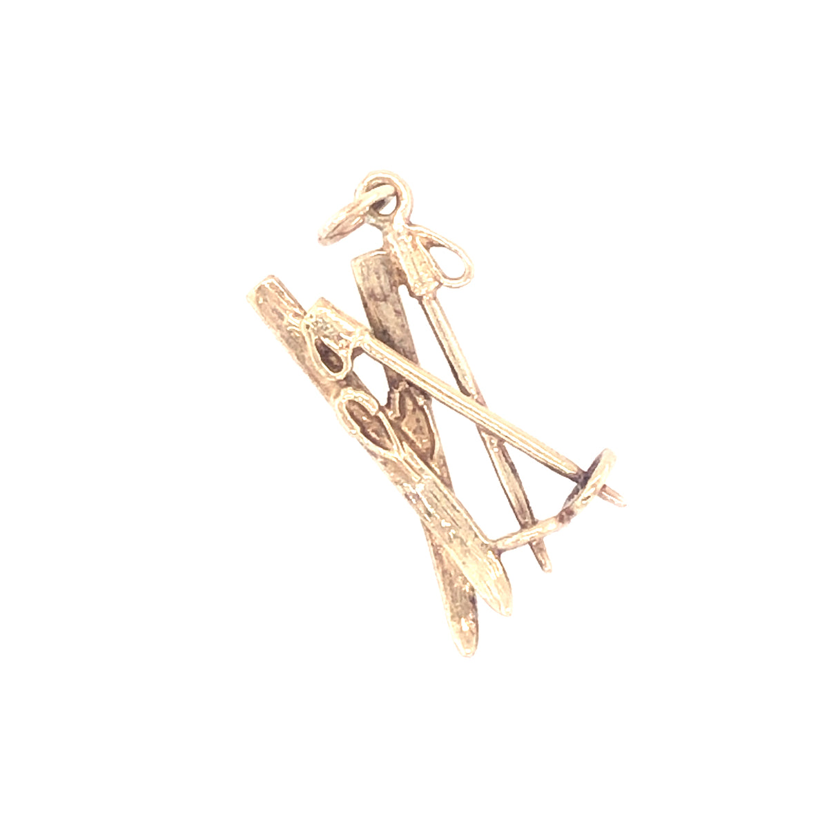 Vintage Gold Crossed Skis Charm