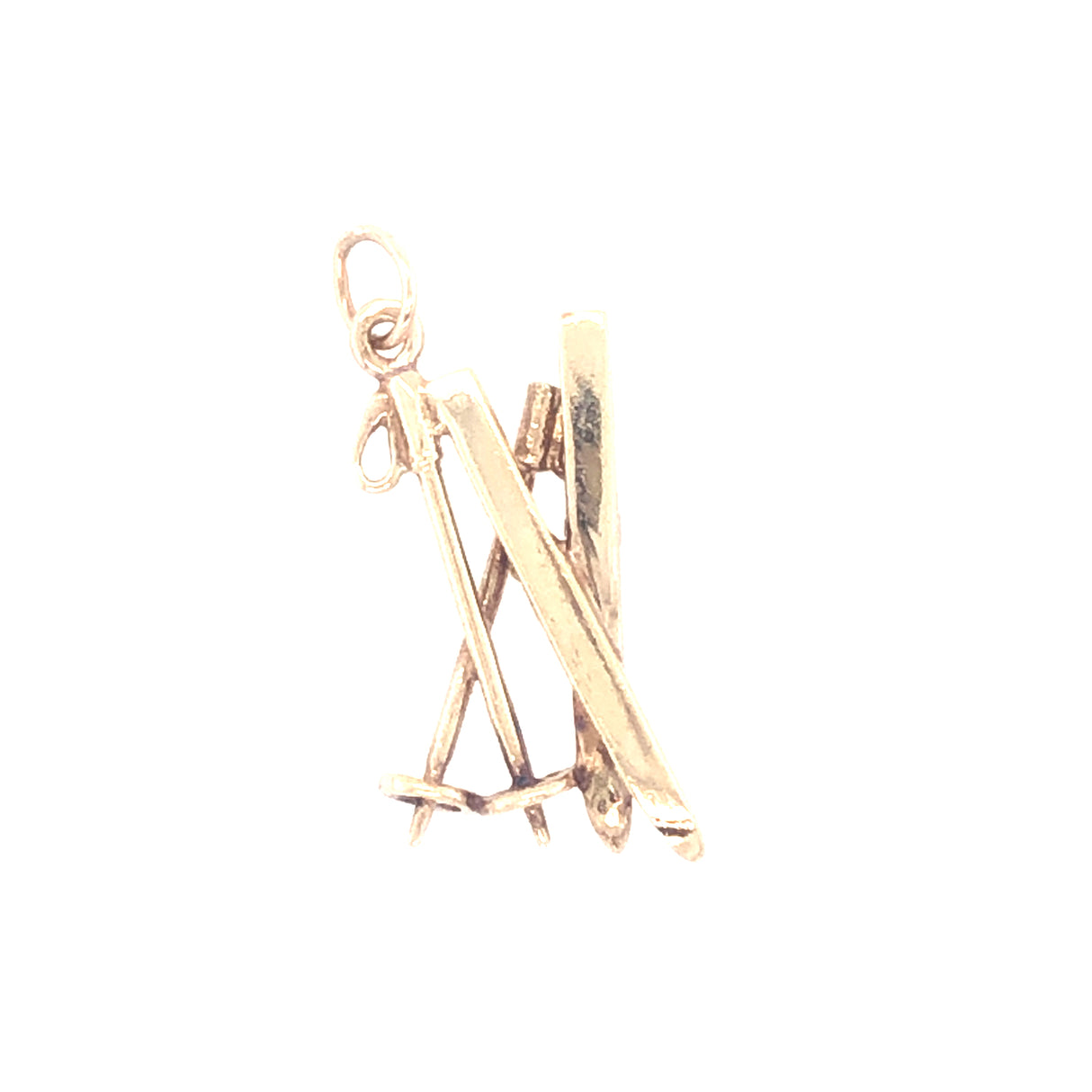 Vintage Gold Crossed Skis Charm