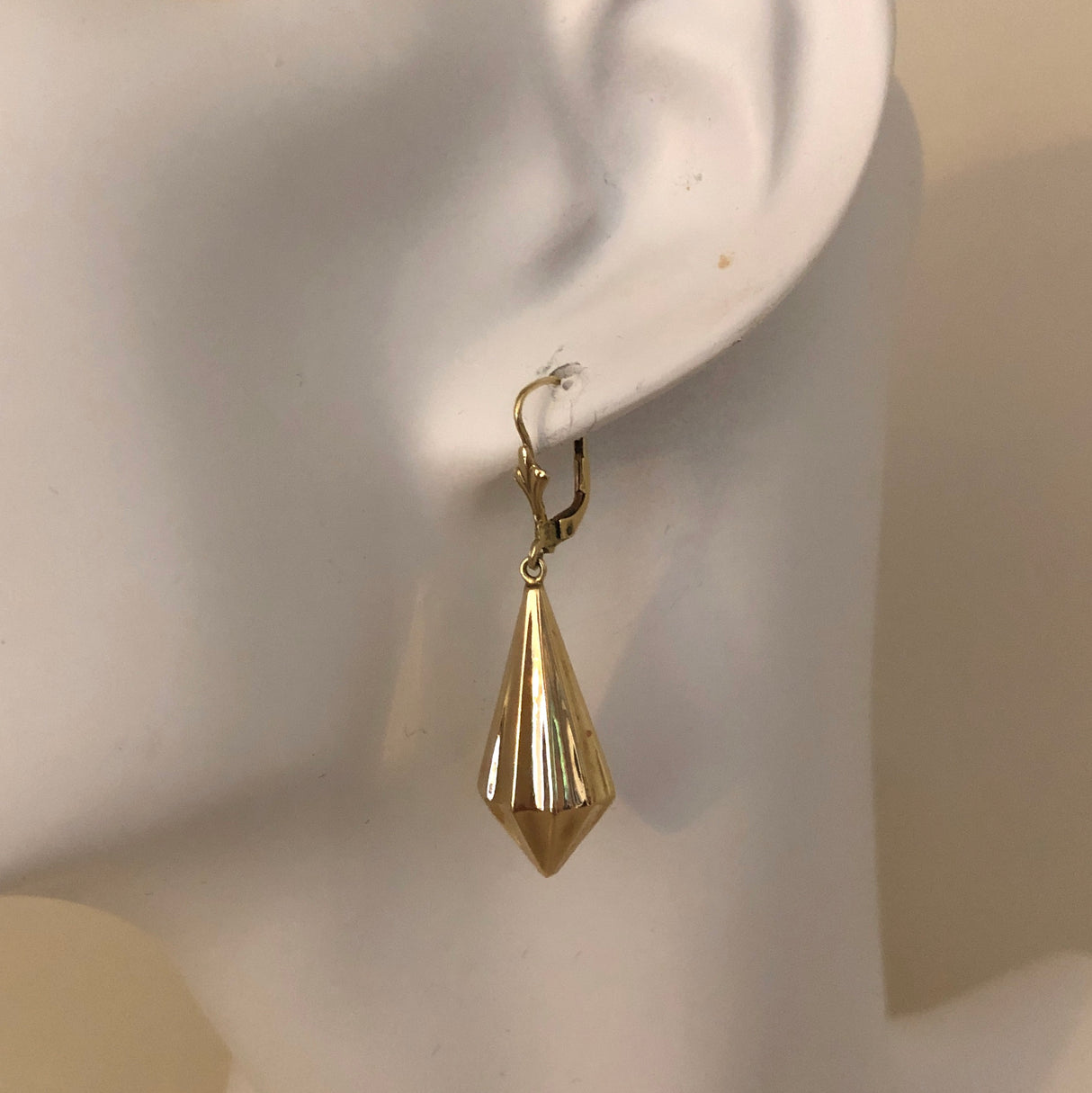Vintage Gold Faceted Torpedo Drop Earrings