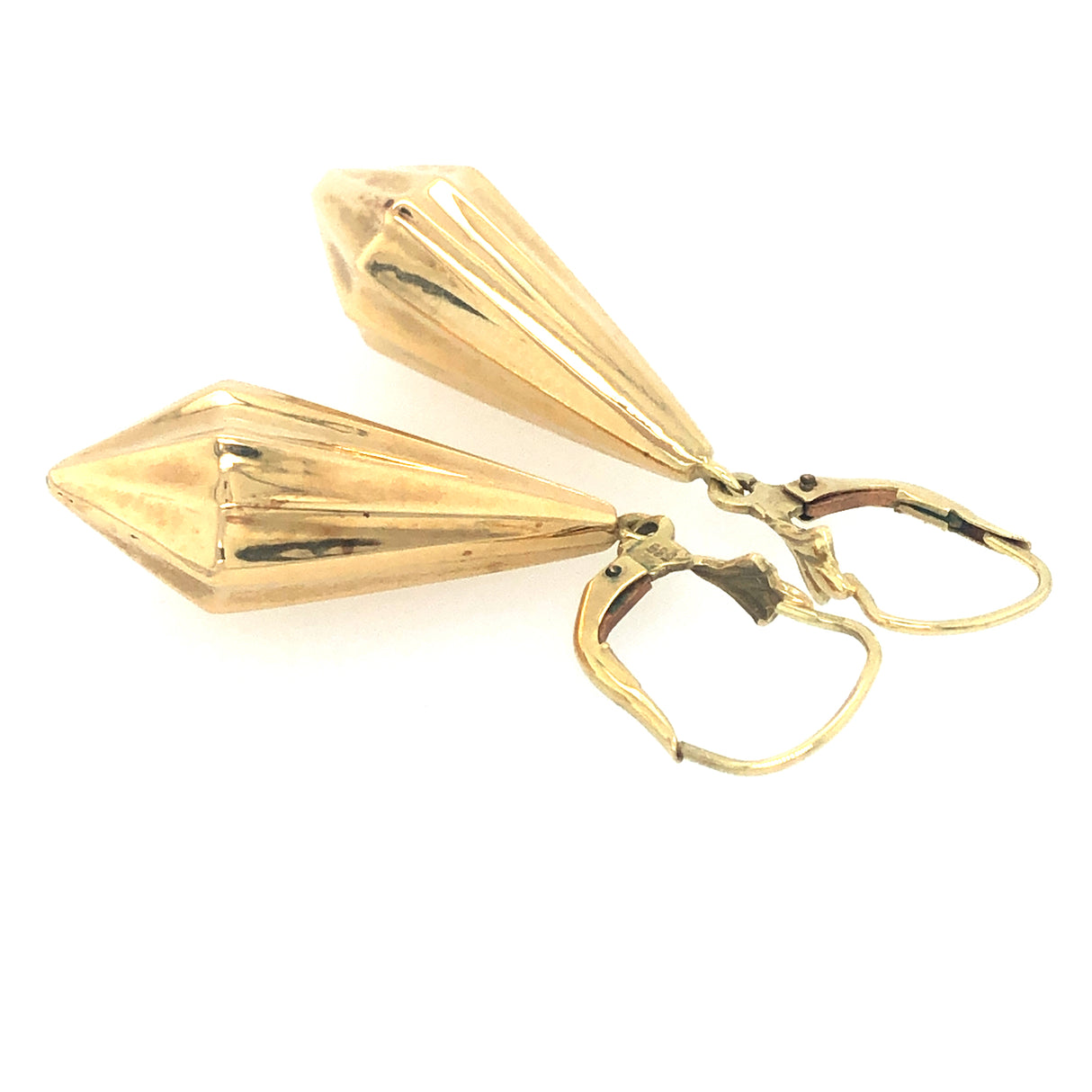 Vintage Gold Faceted Torpedo Drop Earrings