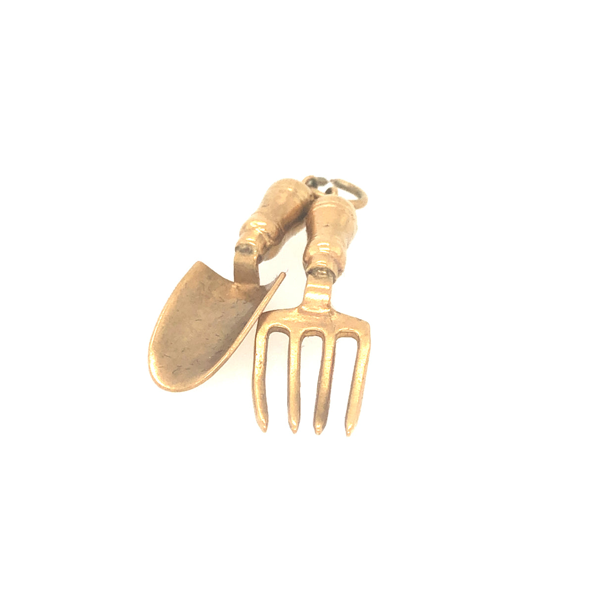 Vintage Gold Garden Tools Trowel & Fork Pendant Charm
