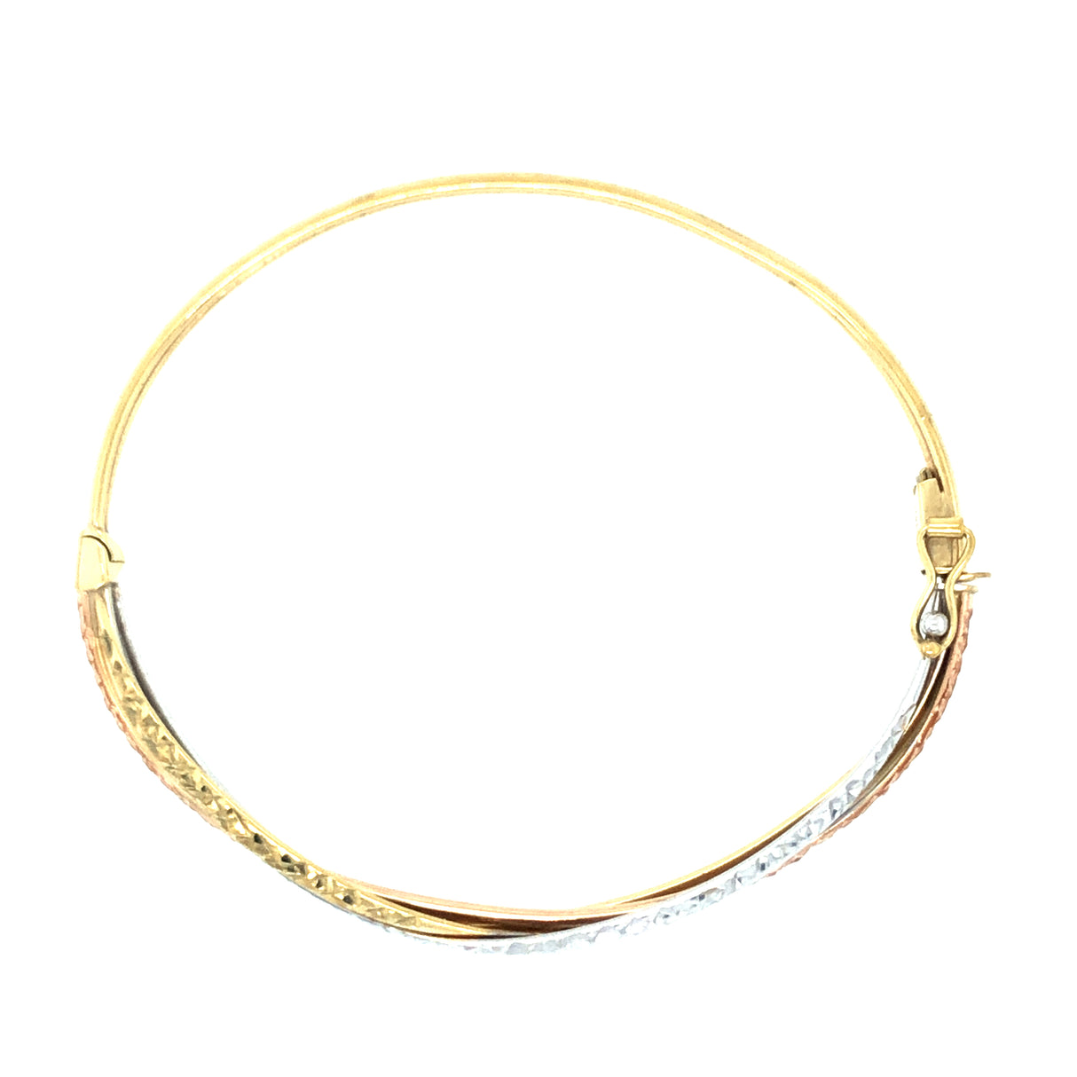 Vintage Italian Tri-Colour Gold Crossover Bracelet