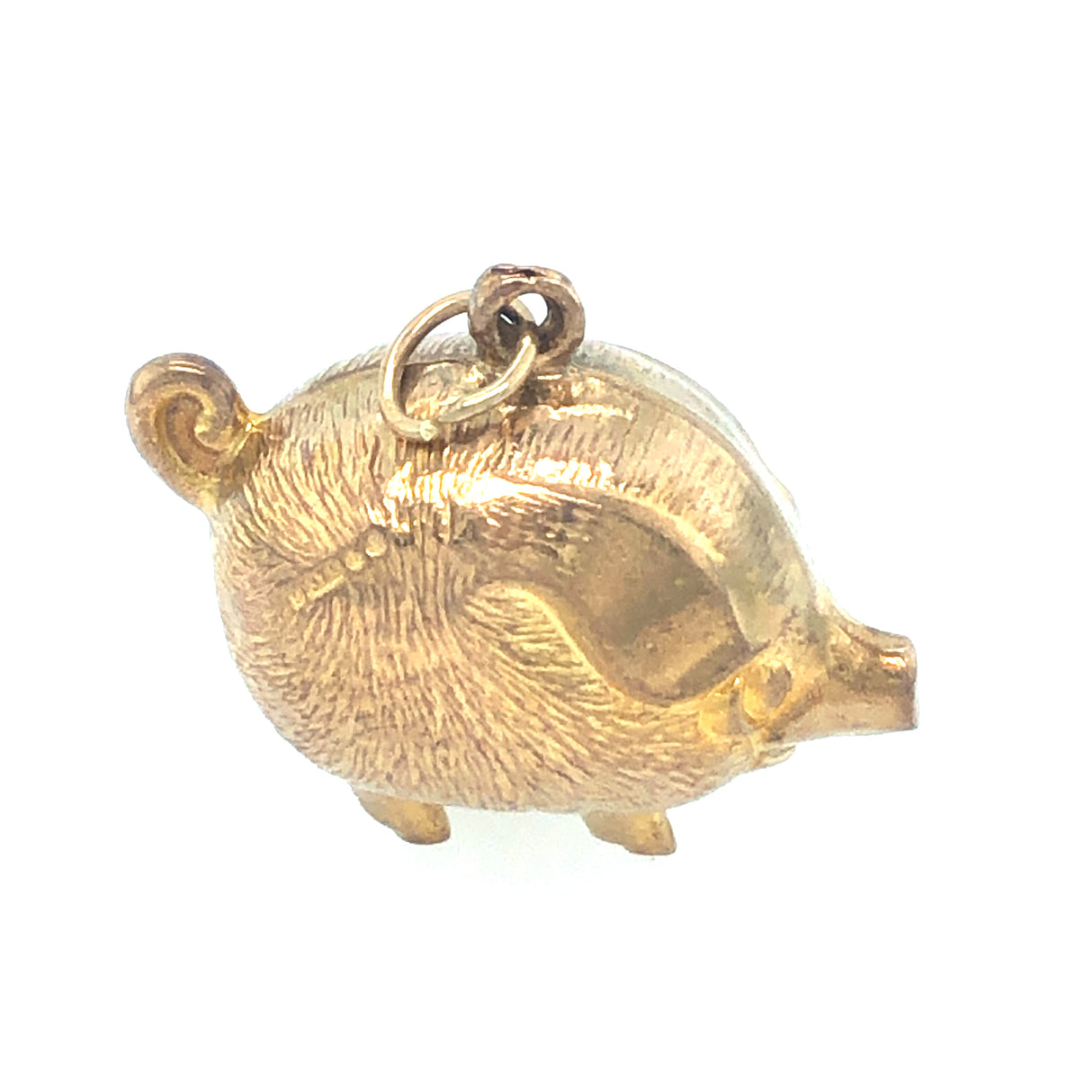 Vintage Mid-Century Gold Pig Charm Pendant