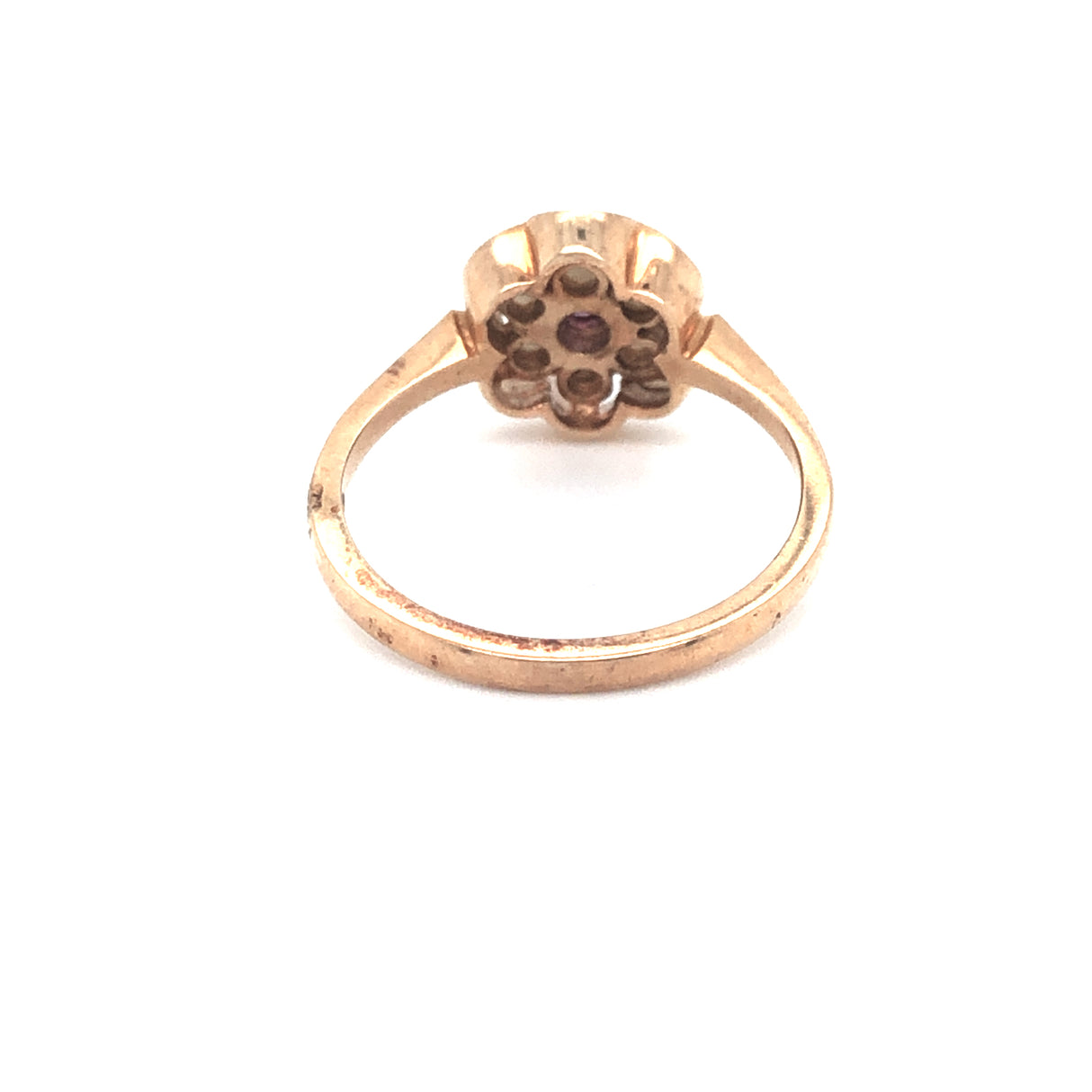 Vintage Ring in 9ct Gold with Pearl and Amethyst Cluster