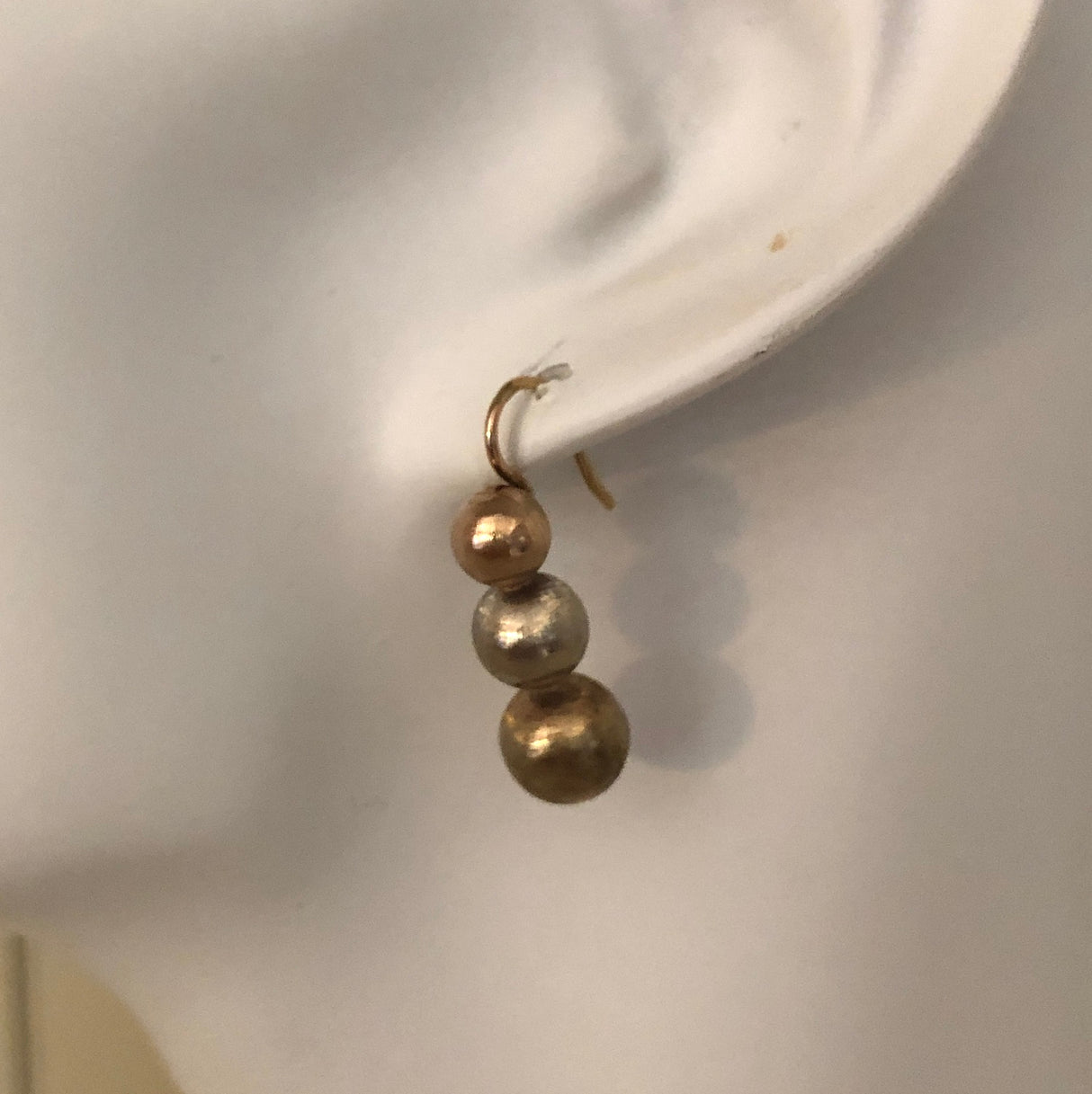 Vintage Trio of Gold Spheres Drop Earrings