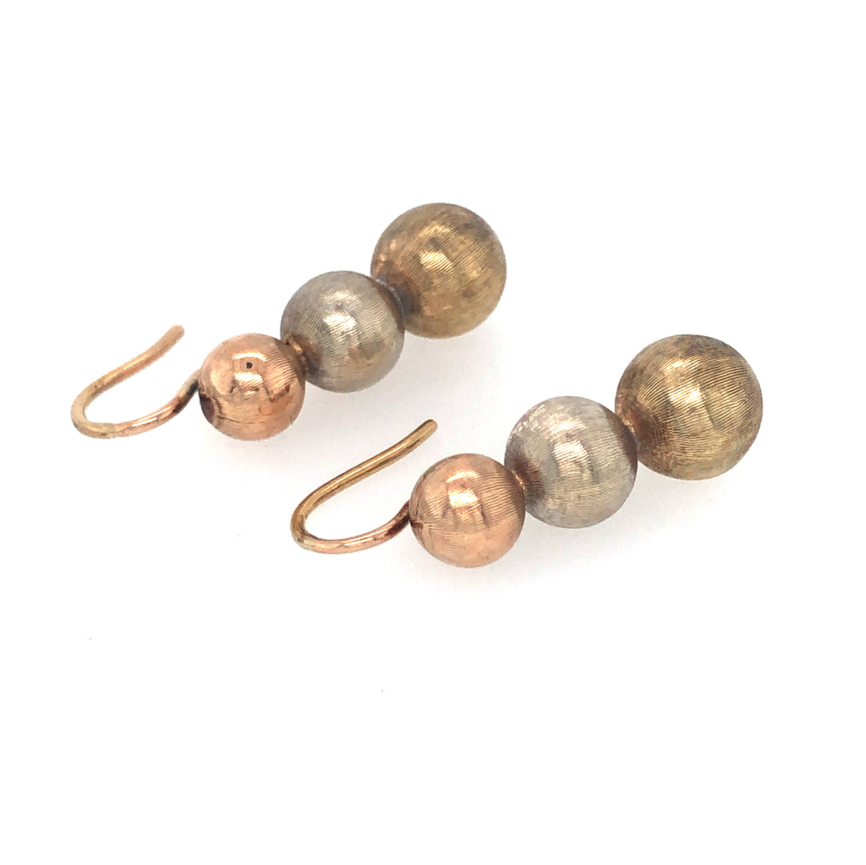 Vintage Trio of Gold Spheres Drop Earrings