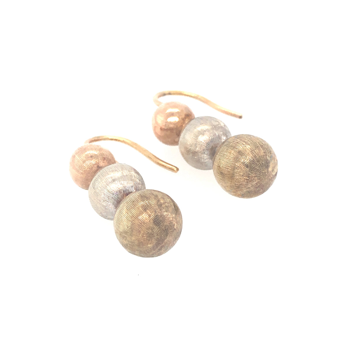 Vintage Trio of Gold Spheres Drop Earrings