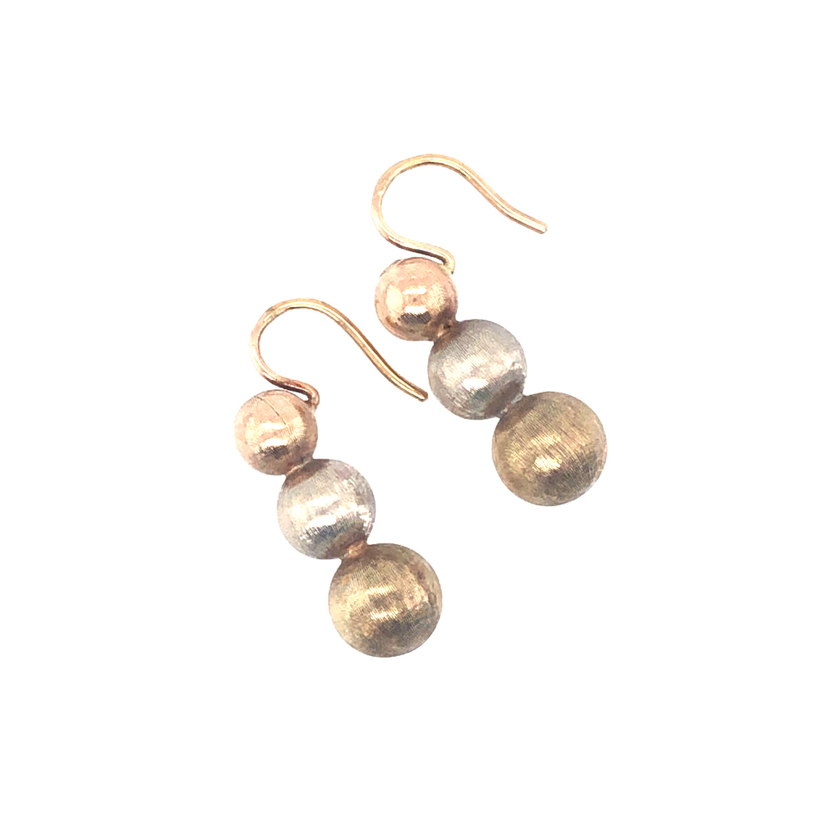 Vintage Trio of Gold Spheres Drop Earrings