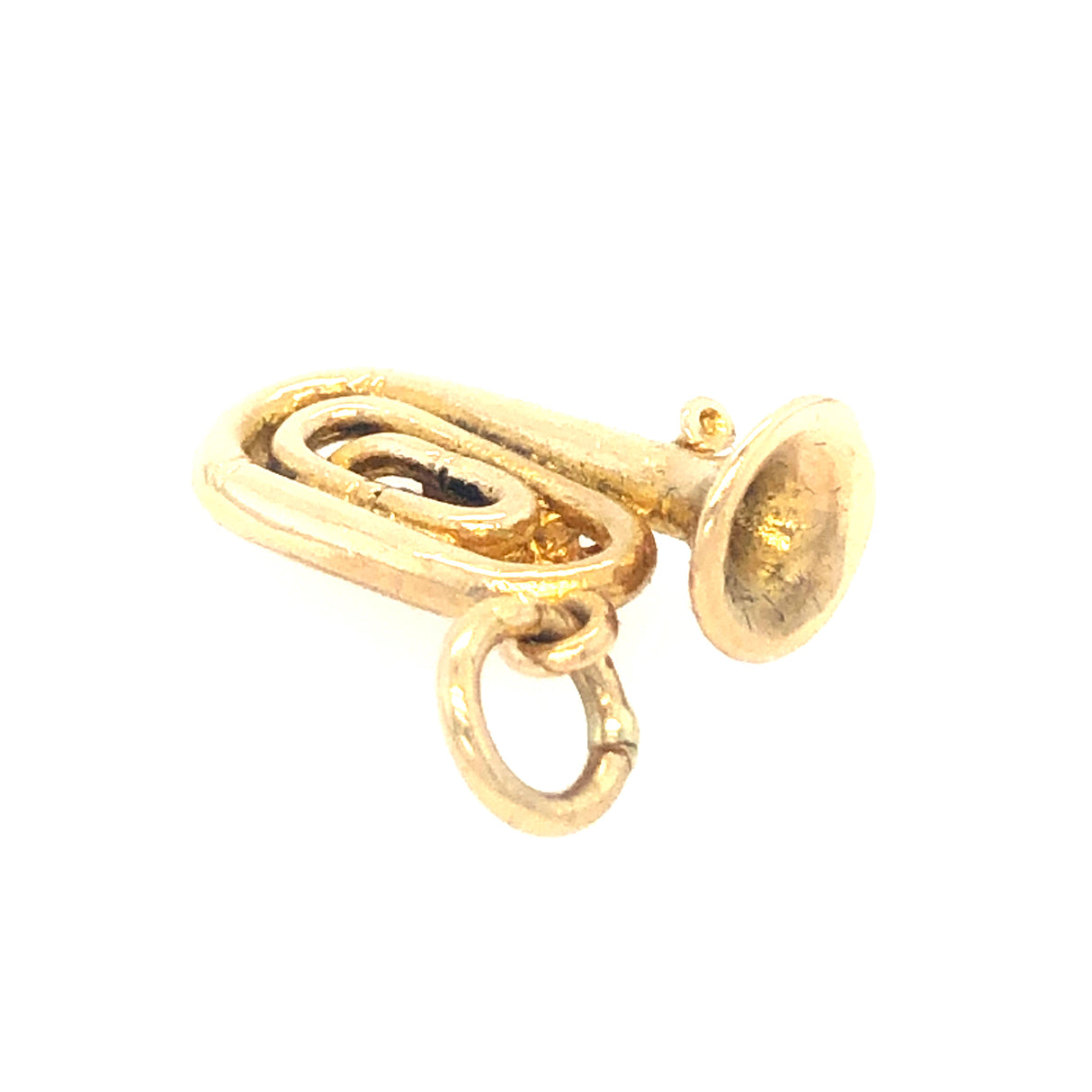 Vintage gold tuba charm pendant 1960s