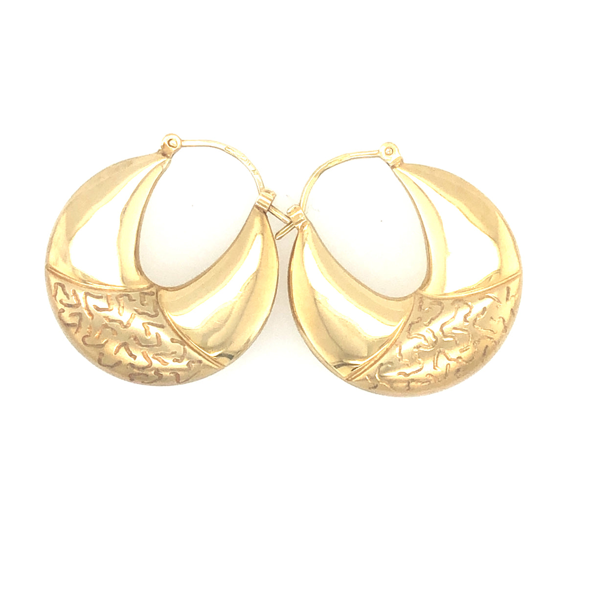 1990s 9ct Gold Ridged Hoop Earrings