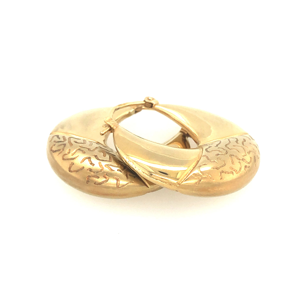 1990s 9ct Gold Ridged Hoop Earrings