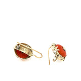 Vintage 9ct Gold & Coral Large Earrings