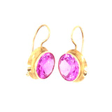14ct Gold & Synthetic Pink Sapphire Vintage Earrings