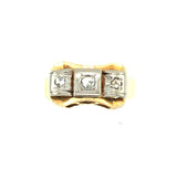 18k Bi-colour Gold Ring with Three Rose-Cut Diamonds The Vintage Jewellery Company