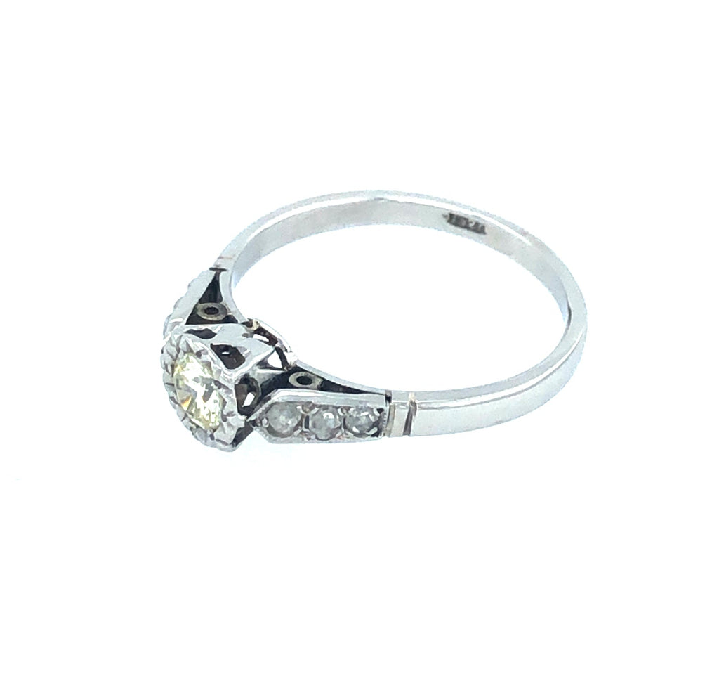 18k White Gold and Diamond Antique Ring The Vintage Jewellery Company