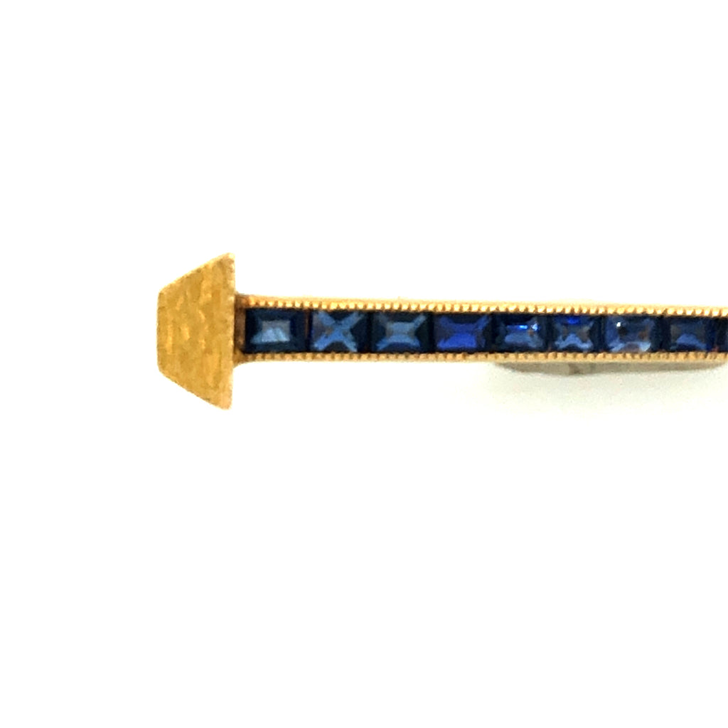 18k Gold & Sapphire Vintage Nail Brooch