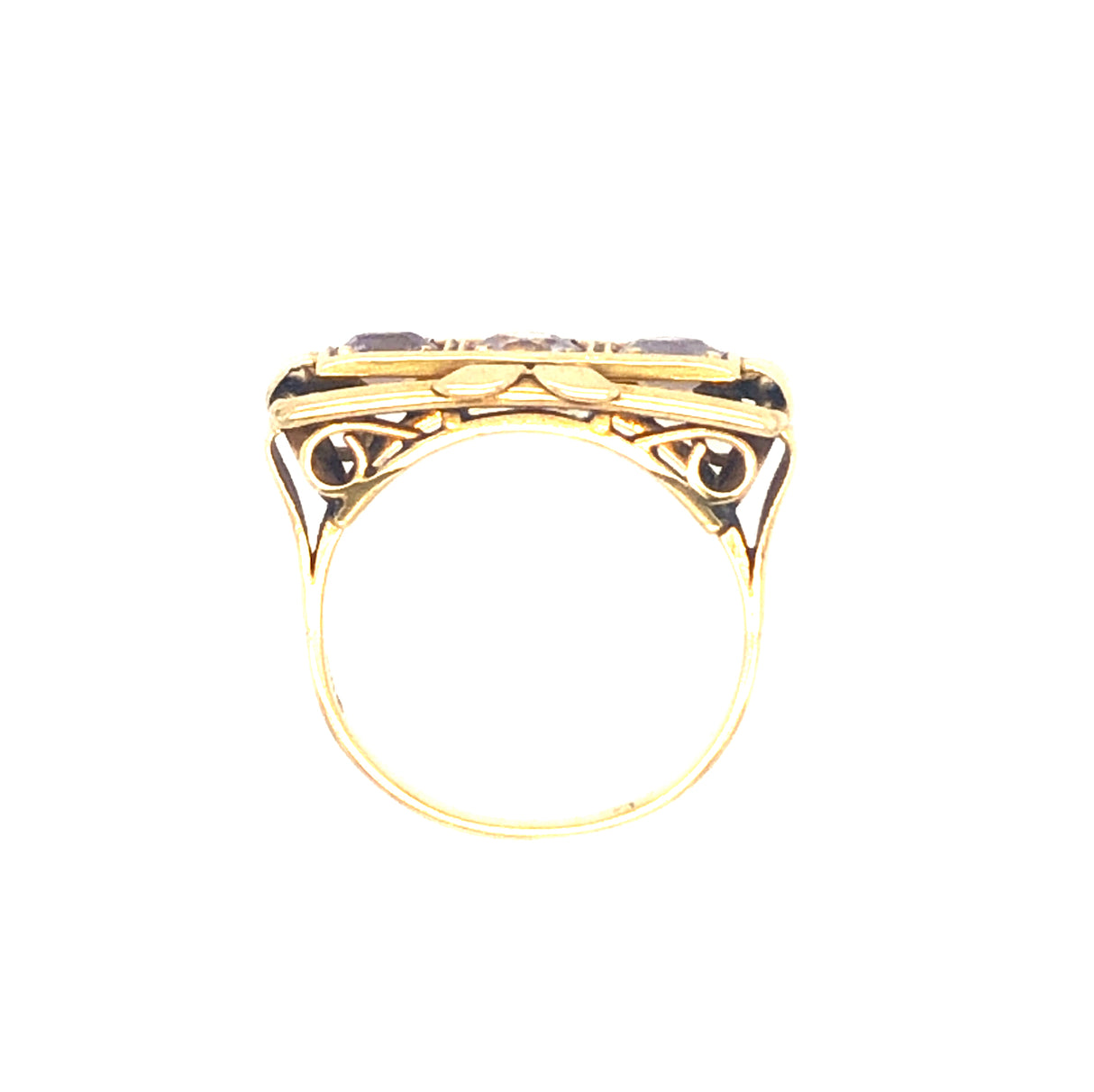 1940s Triple Amethyst Gold Ring
