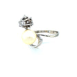 1950's 18k White Gold Vintage Ring with a Single Cultured Pearl and Diamond The Vintage Jewellery Company