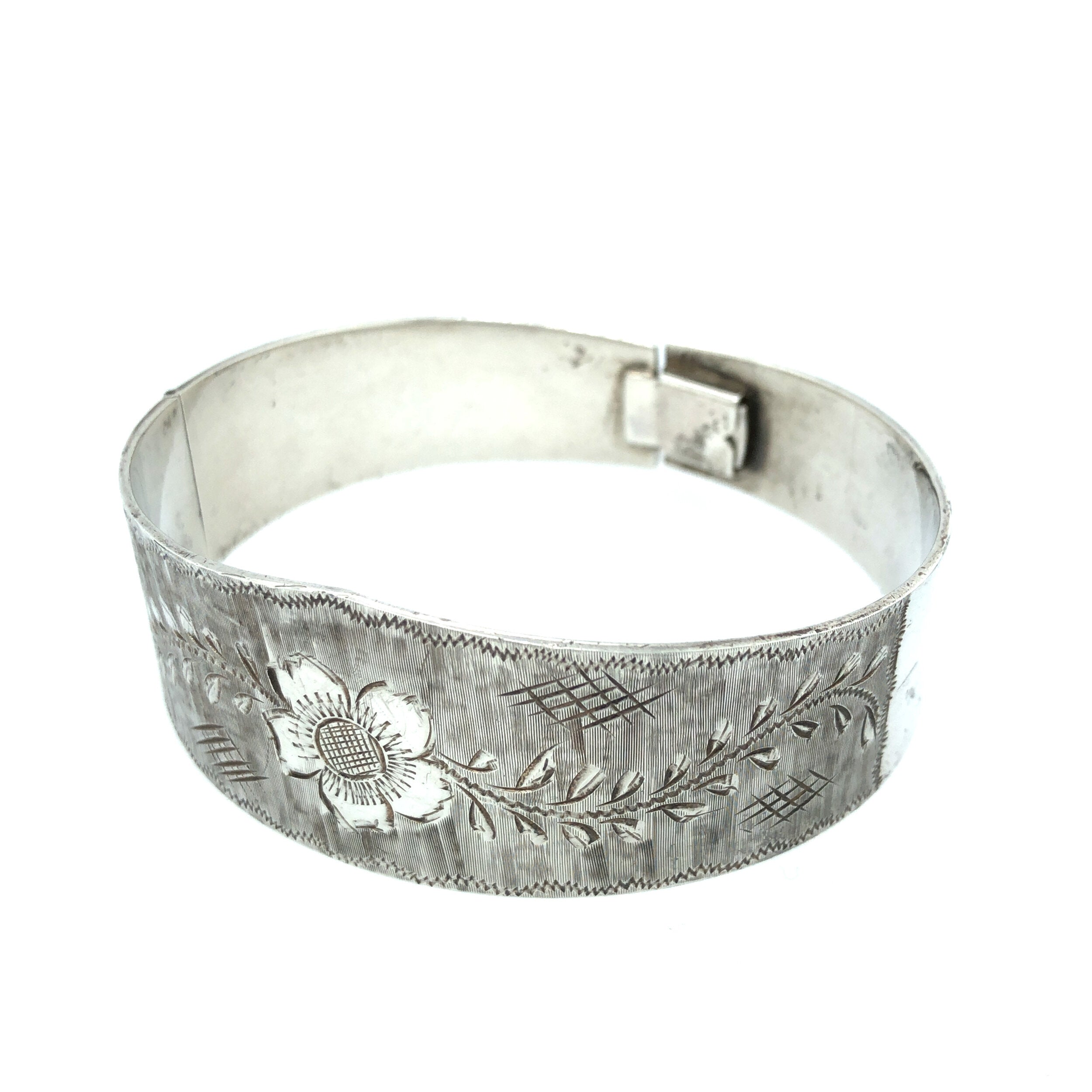 Silver cuff sale bracelet engraved
