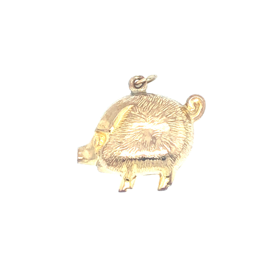 Vintage Mid-Century Gold Pig Charm Pendant