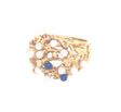 1970s 18k Gold Abstract Ring set with Lapis Lazuli and Pearl Beads The Vintage Jewellery Company