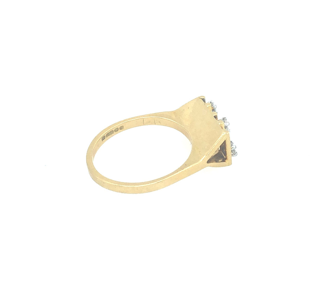 1970s 18k Gold Modernist Four Stone Diamond Ring The Vintage Jewellery Company