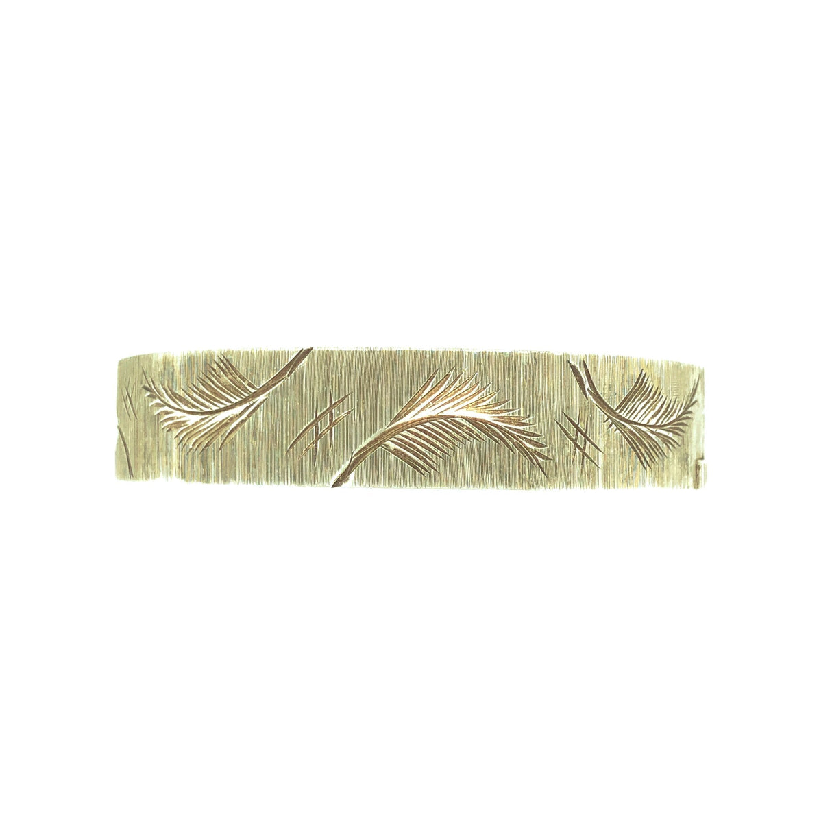 1970s Vintage Silver Hinged Bracelet with Leaf Engraved Pattern The Vintage Jewellery Company