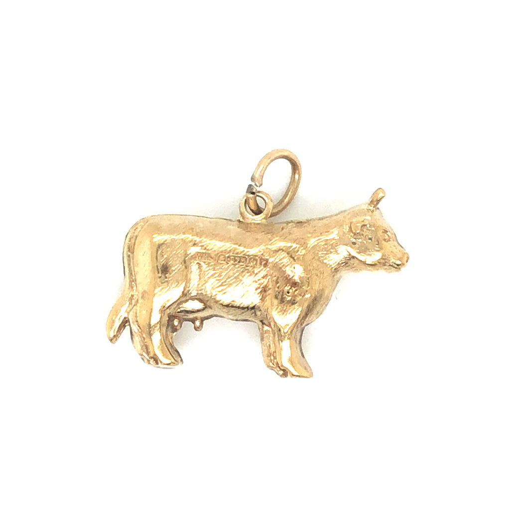 1970s Gold Cow Vintage Charm Pendant hallamrked