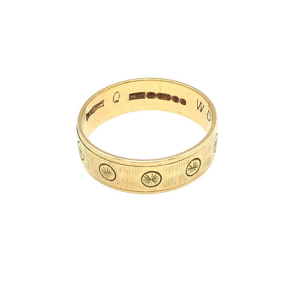1980s 9k Gold Engraved Vintage Ring The Vintage Jewellery Company