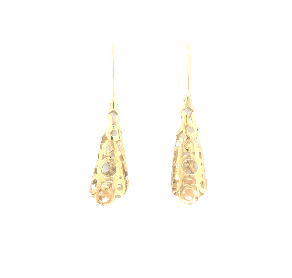 1980s perforated earrings gold
