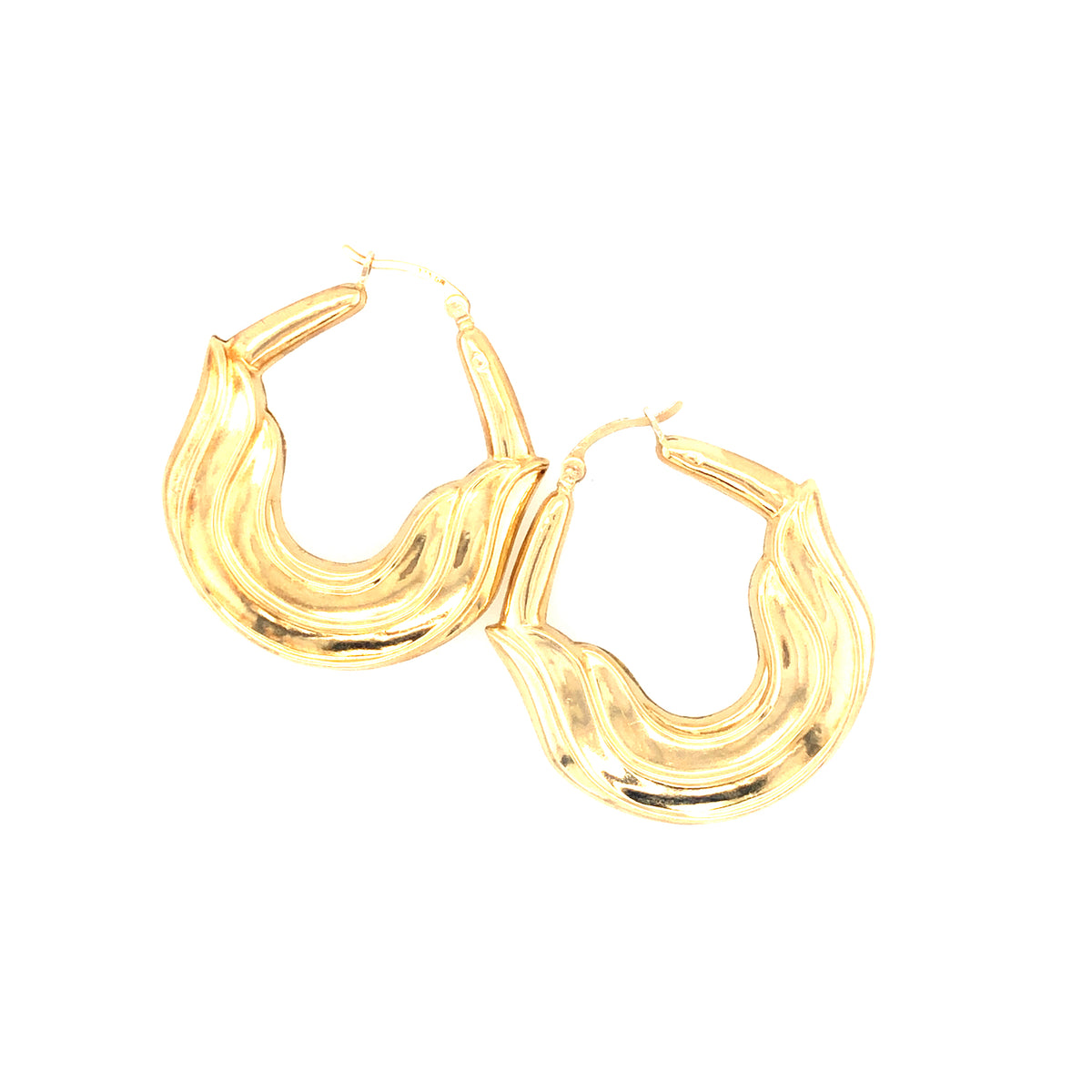 9ct Gold Large Square Loop Bow Flower Stud Earrings – Gift Box, Made In England