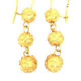 19ct Gold Triple Sphere Vintage Earrings