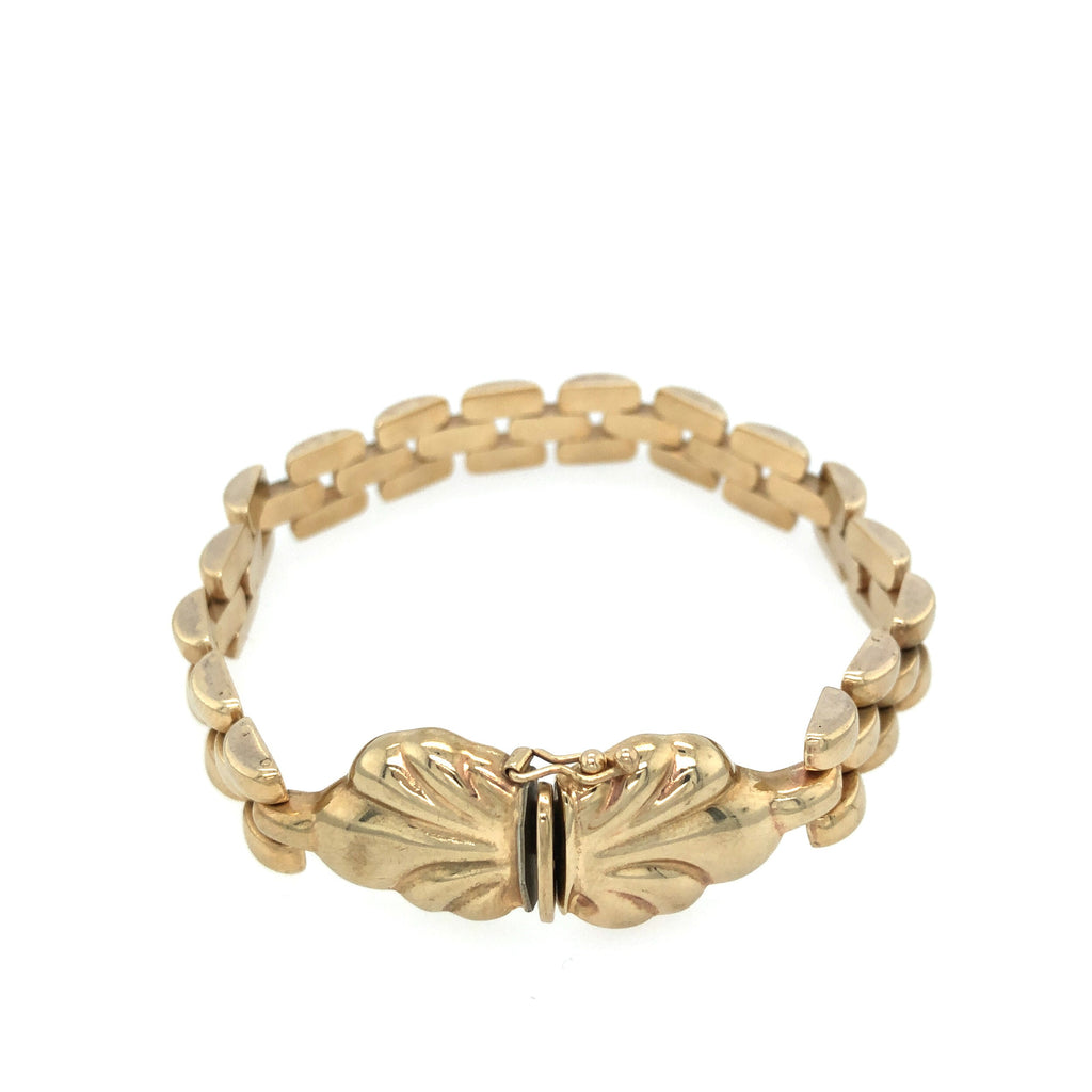 9K Gold Italian Bracelet with Articulated Brick-link Design The Vintage Jewellery Company