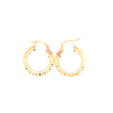 9ct Gold Italian Ribbed Hoop Vintage Earrings