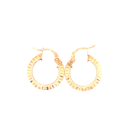 9ct Gold Italian Ribbed Hoop Vintage Earrings