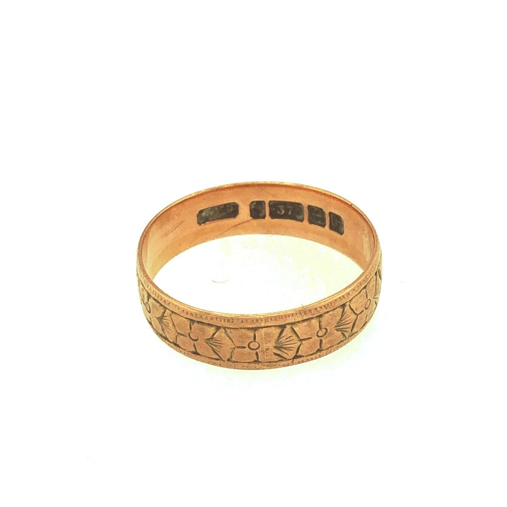 9k Gold Engraved Floral Antique Ring The Vintage Jewellery Company