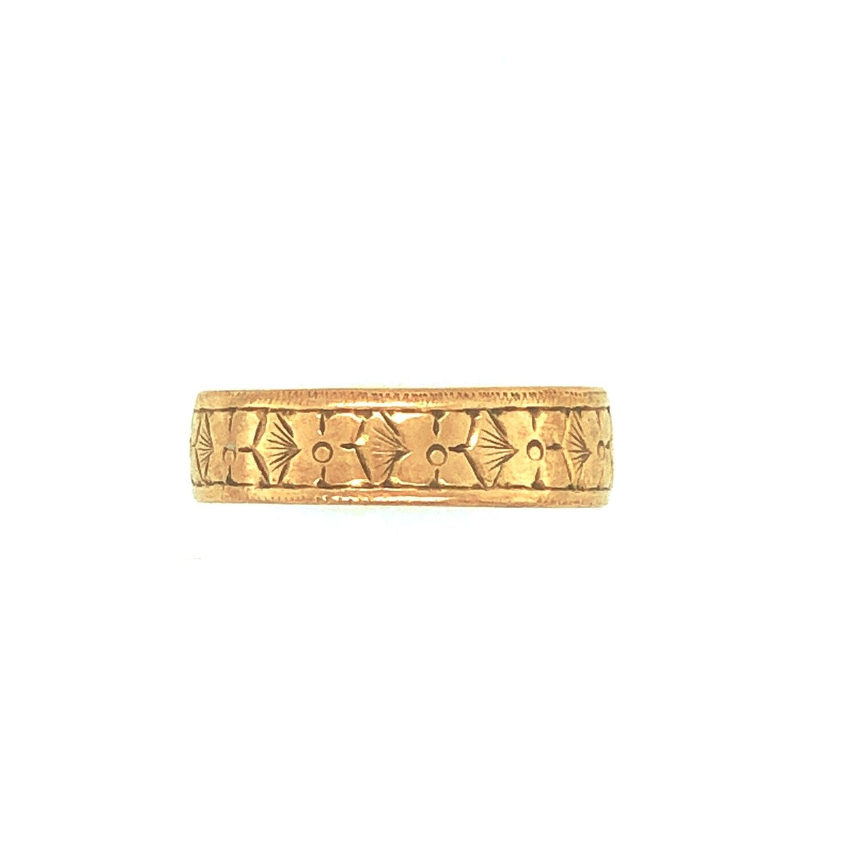 9k Gold Engraved Floral Antique Ring The Vintage Jewellery Company